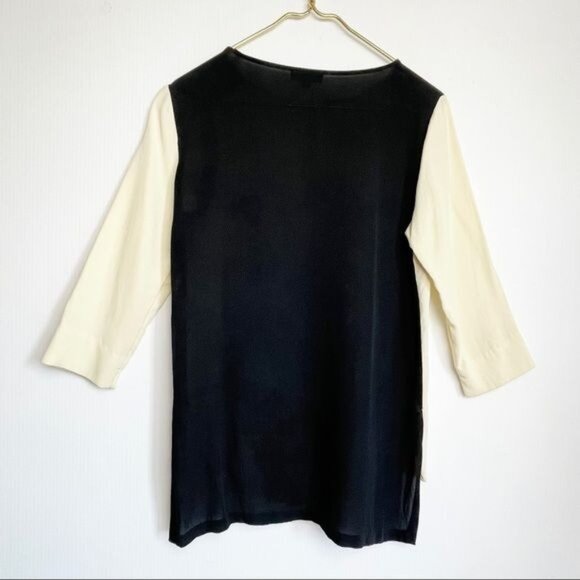 Rag And Bone 100% Silk Blouse Ivory And Black Silk Long Sleeve Size Medium - Picture 3 of 6